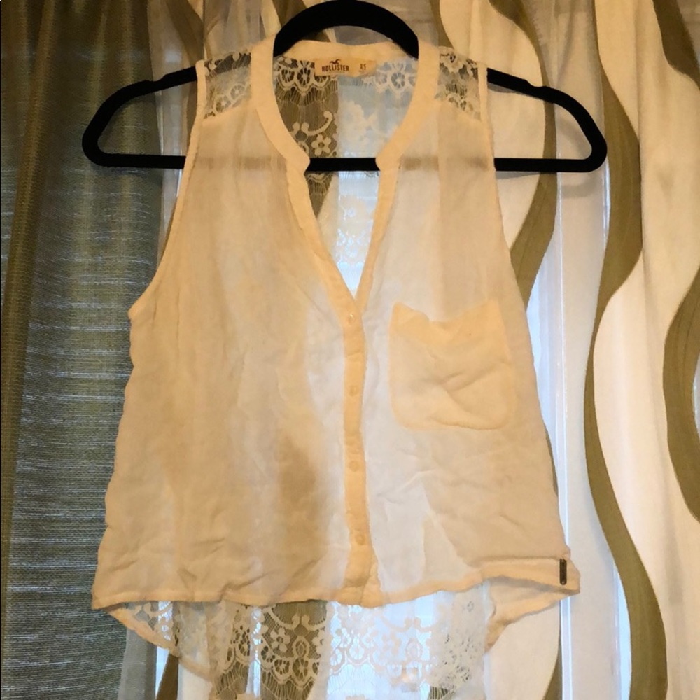 White Hollister Lace Back Tank